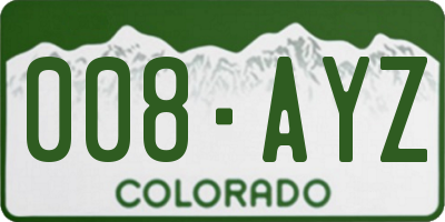 CO license plate 008AYZ