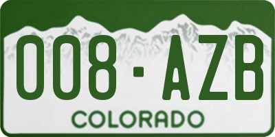 CO license plate 008AZB