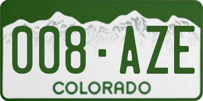 CO license plate 008AZE
