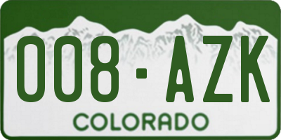 CO license plate 008AZK