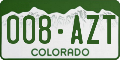 CO license plate 008AZT