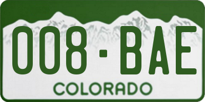 CO license plate 008BAE