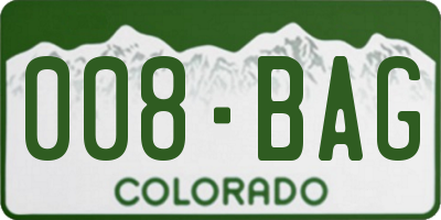 CO license plate 008BAG
