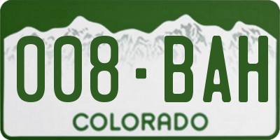CO license plate 008BAH