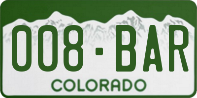 CO license plate 008BAR