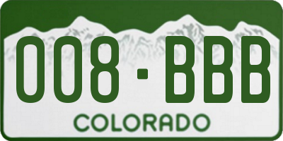 CO license plate 008BBB