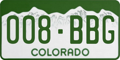 CO license plate 008BBG