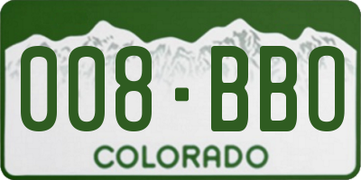 CO license plate 008BBO