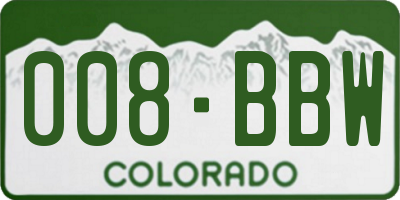 CO license plate 008BBW