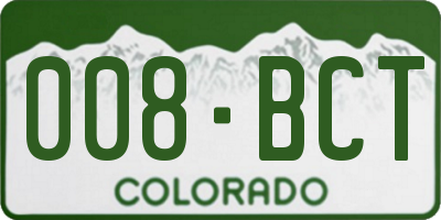 CO license plate 008BCT