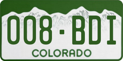 CO license plate 008BDI