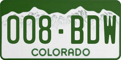 CO license plate 008BDW