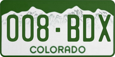 CO license plate 008BDX