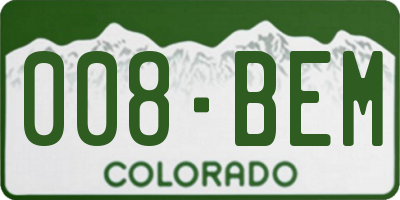 CO license plate 008BEM