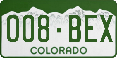 CO license plate 008BEX
