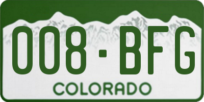 CO license plate 008BFG