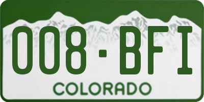 CO license plate 008BFI