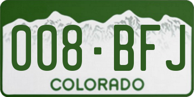 CO license plate 008BFJ