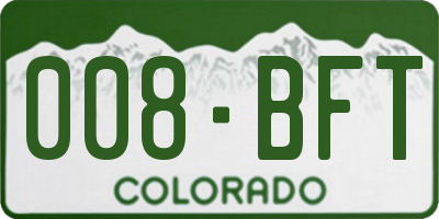 CO license plate 008BFT