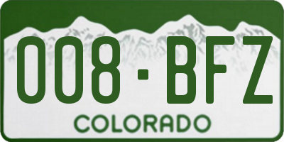 CO license plate 008BFZ