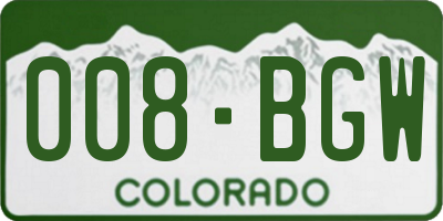 CO license plate 008BGW