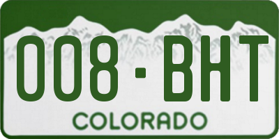 CO license plate 008BHT