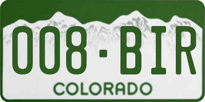 CO license plate 008BIR