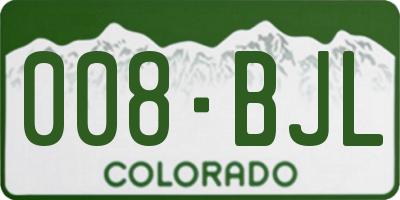 CO license plate 008BJL