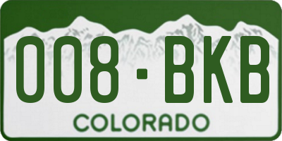 CO license plate 008BKB