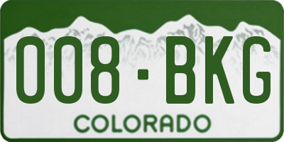 CO license plate 008BKG