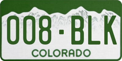 CO license plate 008BLK