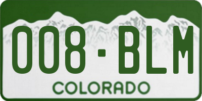 CO license plate 008BLM