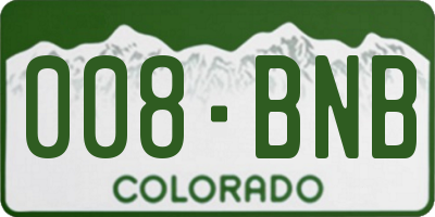 CO license plate 008BNB