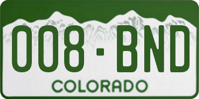 CO license plate 008BND