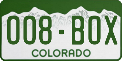 CO license plate 008BOX