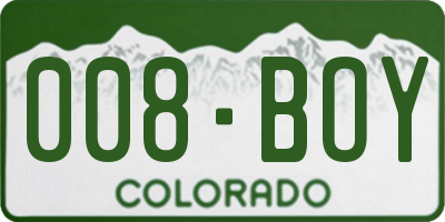 CO license plate 008BOY