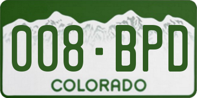 CO license plate 008BPD