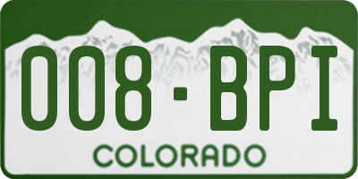 CO license plate 008BPI