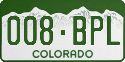 CO license plate 008BPL