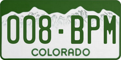 CO license plate 008BPM