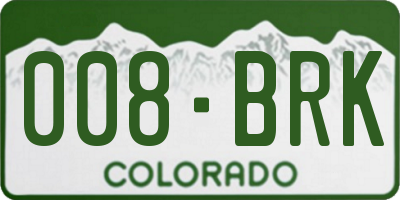 CO license plate 008BRK