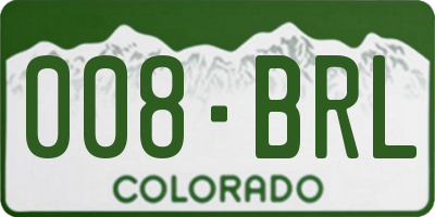 CO license plate 008BRL