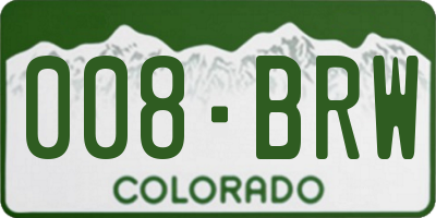 CO license plate 008BRW