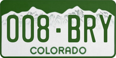 CO license plate 008BRY