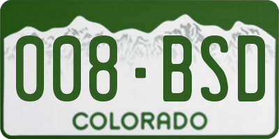 CO license plate 008BSD