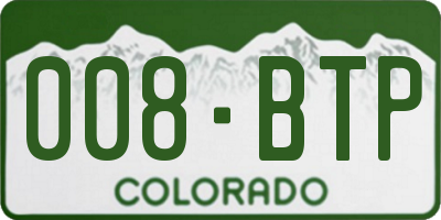 CO license plate 008BTP