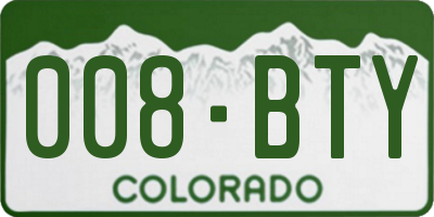 CO license plate 008BTY