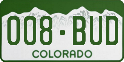 CO license plate 008BUD