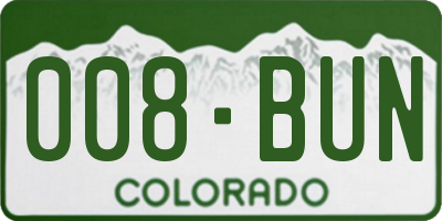 CO license plate 008BUN
