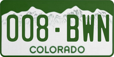 CO license plate 008BWN